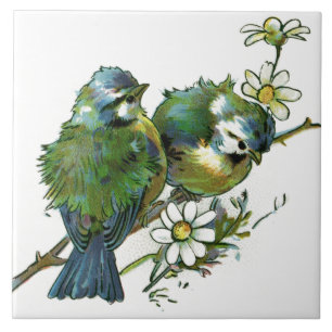 Carreau En Céramique Oiseaux et carreau de céramique blanc de fleurs