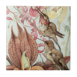 Carreau En Céramique Oiseaux et fleurs