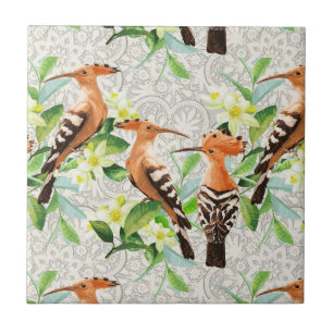Carreau En Céramique Oiseaux exotiques sur la dentelle