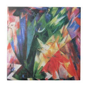 Carreau En Céramique Oiseaux (Vogel) par Franz Marc, Cubisme Vintage Ar
