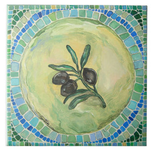Carreau En Céramique "Olives", grand (6" x 6") carreau de céramique