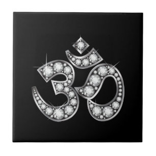 Carreau En Céramique Om Symbole with "Diamond" Stones