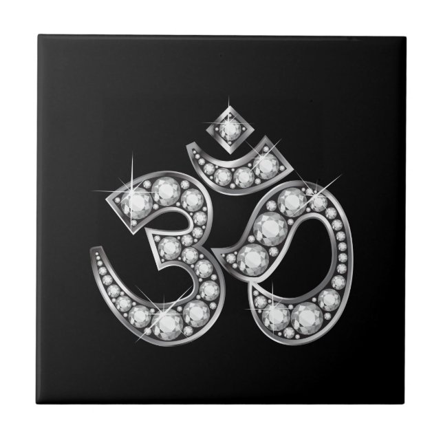 Carreau En Céramique Om Symbole with "Diamond" Stones (Devant)
