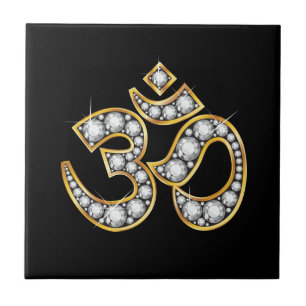 Carreau En Céramique Om Symbole with "Diamond" Stones