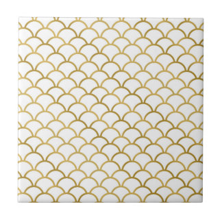Carreau En Céramique Or et carreau de céramique de motif de mer blanche
