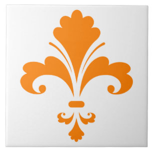 Carreau En Céramique Orange Fleur de lis