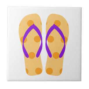 Carreau En Céramique Orange Purple Summer Beach Flip Flops Carrelage cé