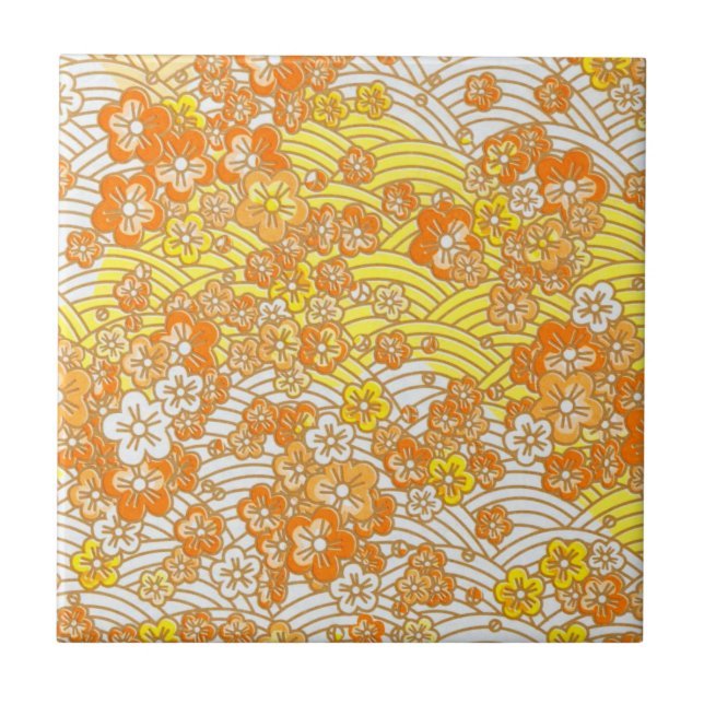Carreau En Céramique Orange Sakura (Devant)