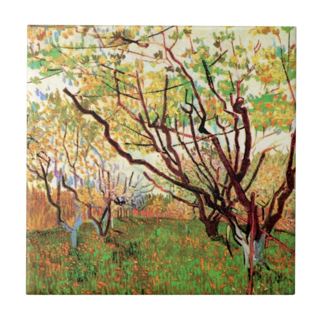 Carreau En Céramique Orchard à Blossom par Vincent van Gogh (Devant)