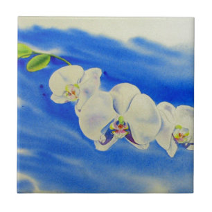 Carreau En Céramique Orchidée Aquarelle peinture, brise, Nuages