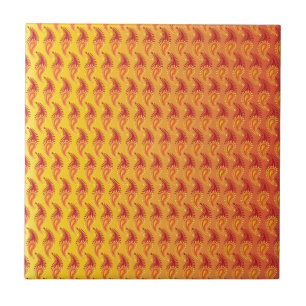 Carreau En Céramique Oriental Orange Twin flamme Persian Paisley Motif