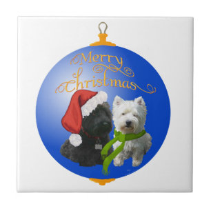Carreau En Céramique Ornement de Noël Westie Scottie
