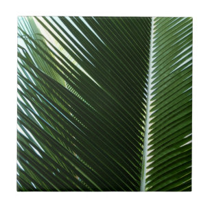 Carreau En Céramique Overlapping Palm Fronds Tropical Green Abstract