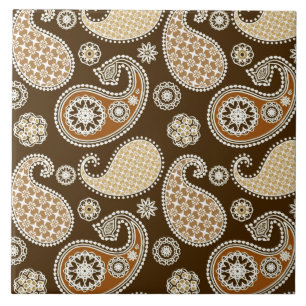 Carreau En Céramique Paisley motif, Chocolat Brown et Tan