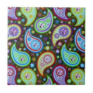Carreau En Céramique Paisley Motif moderne 4-Diamond Studs