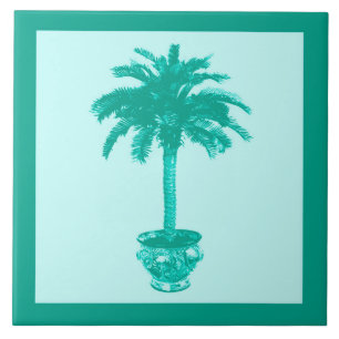 Carreau En Céramique Palmier à pointes - turquoise et aqua
