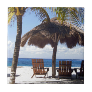 Carreau En Céramique Palmiers et plage du Mexique de chaises