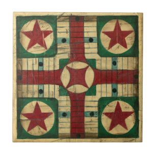 Carreau En Céramique Panneau antique de jeu de Parcheesi par le