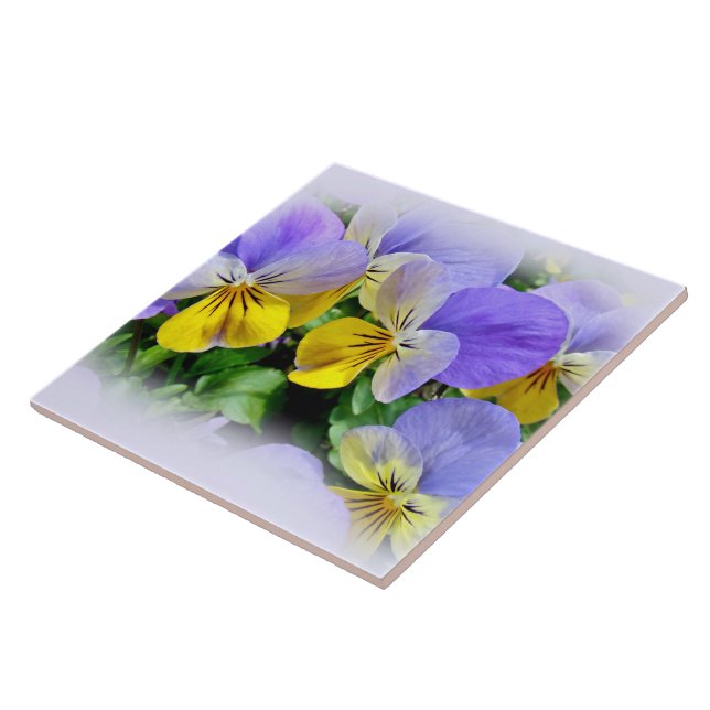 Carreau En Céramique Pansies - violet et jaune (Côté)