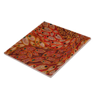 Carreau En Céramique "Paons de l'eau" (peinture)