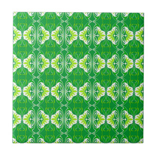 Carreau En Céramique Papier peint Art Déco motif - vert et blanc