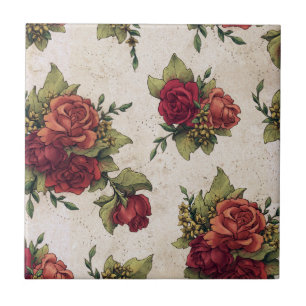 Carreau En Céramique Papier peint de la Rose rouge antique