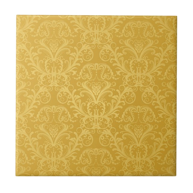 Carreau En Céramique Papier peint floral d'or de luxe (Devant)