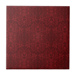 Carreau En Céramique Papier peint floral rouge détaillé