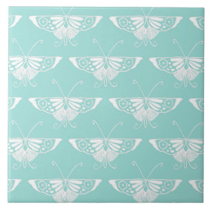 Carreau En Céramique Papillon Deco stylisé - bleu glace