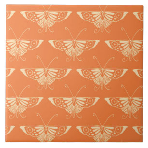 Carreau En Céramique Papillon Deco stylisé - orange corail