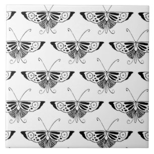 Carreau En Céramique Papillon stylisé de Deco - blanc et noir