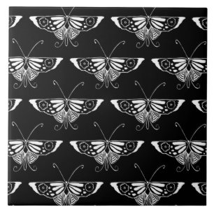 Carreau En Céramique Papillon stylisé de Deco - noir et blanc