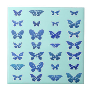 Carreau En Céramique Papillons, bleu, arrière - plan turquoise