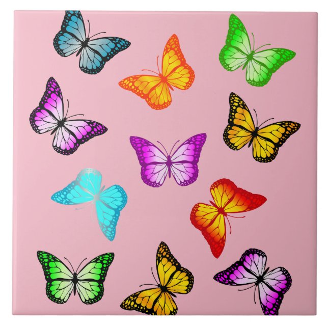 Carreau En Céramique Papillons colorés (Devant)