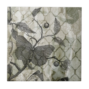 Carreau En Céramique Papillons d'arabesque I