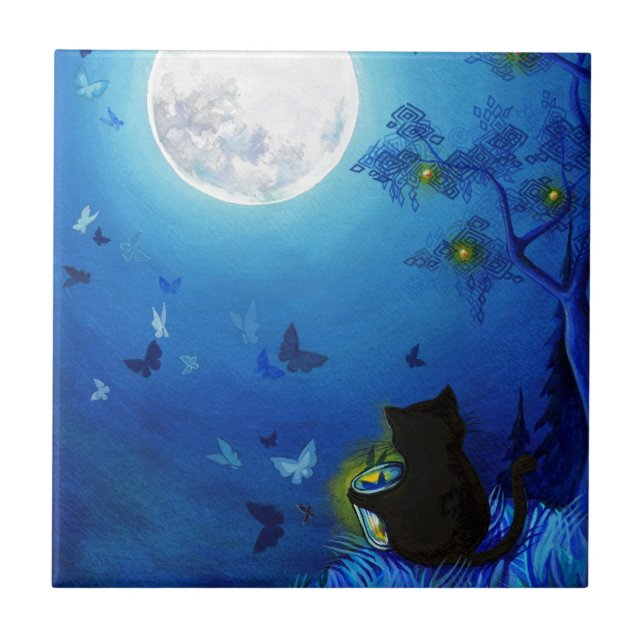 Carreau En Céramique Papillons et lanternes féeriques (Devant)