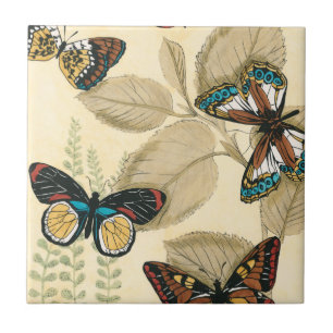 Carreau En Céramique Papillons glissant au-dessus du feuille