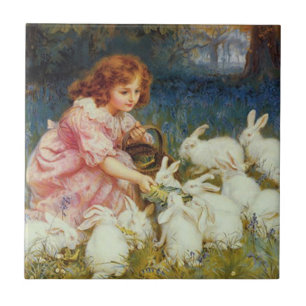 Carreau En Céramique Pâques Animaux Mignons Vintage