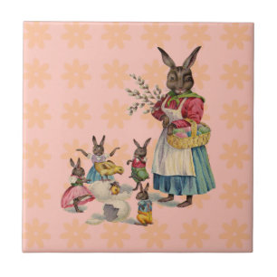 Carreau En Céramique Pâques Lapin Poule Lapin Œufs