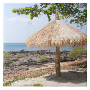 Carreau En Céramique Parasol de paille, KOH Lanta, Krabi, Thaïlande