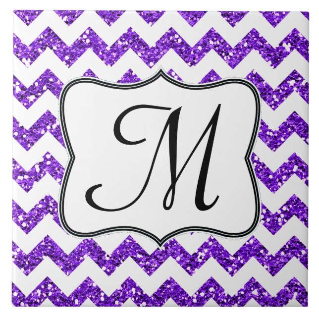 Carreau En Céramique Parties scintillant moderne Chevron Monogramme Dis (Devant)