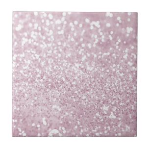 Carreau En Céramique Parties scintillantes blanches roses Girly