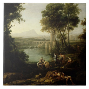 Carreau En Céramique Paysage avec la conclusion de Moïse
