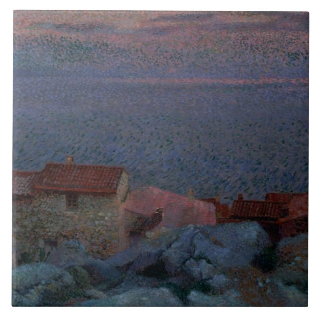 Carreau En Céramique Paysage côtier (huile sur la toile) (Devant)