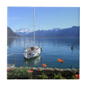Carreau En Céramique Paysage de lac geneva, Montreux, Suisse