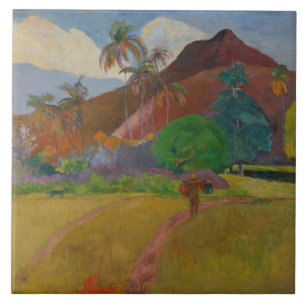 Carreau En Céramique Paysage de Tahitian, 1891 (huile sur la toile)