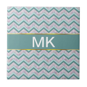 Carreau En Céramique Pearl Floral Turquoise ZigZag Motif