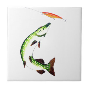 Carreau En Céramique Pêche au brochet et pêche à la mouche