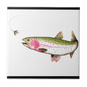 Carreau En Céramique Pêche de mouche à truite arc-en-ciel