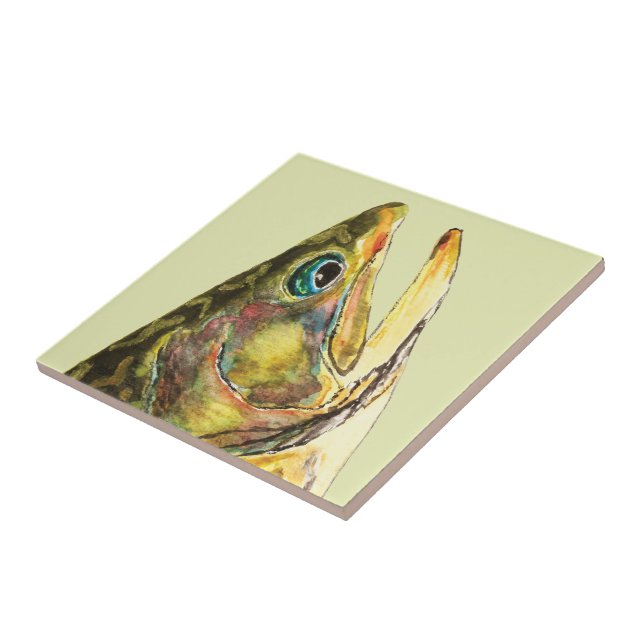 Carreau En Céramique Pêcheur de truite de Brook (Côté)